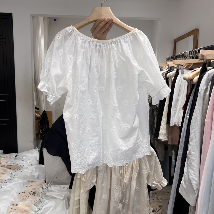 VENIR-a直郵韓國代購㊣女裝新品休閑時尚熱賣25春夏襯衫蕾絲衫VENIR-a襯衫/蕾絲衫