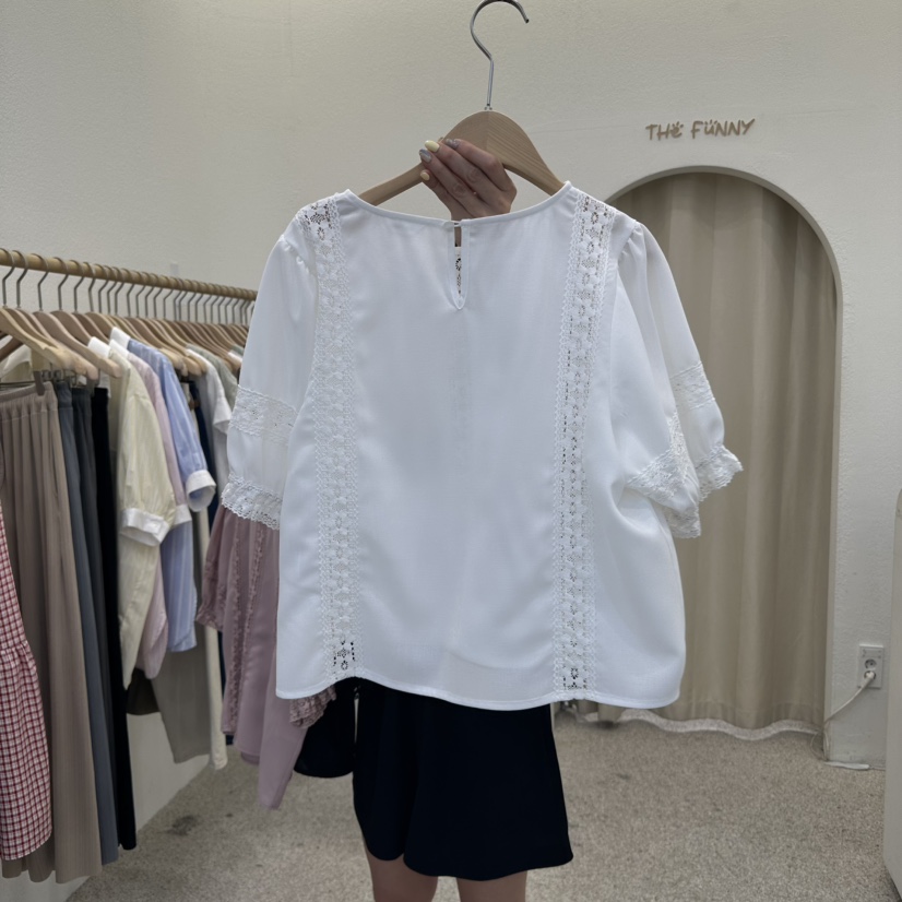 THE FUNNY韓國㊣直郵東大門代購女裝新品人氣休閑襯衫蕾絲衫THE FUNNY襯衫/蕾絲衫