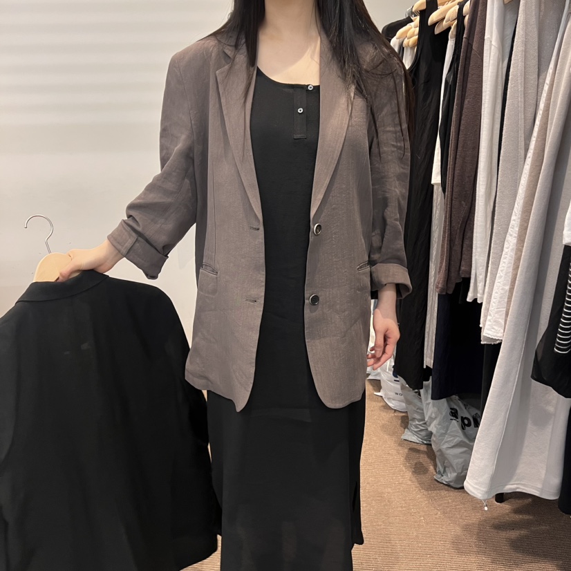 OBJECT直郵韓國代購㊣女裝新品25春夏熱賣人氣推薦夾克亞麻布OBJECT夾克圖色2