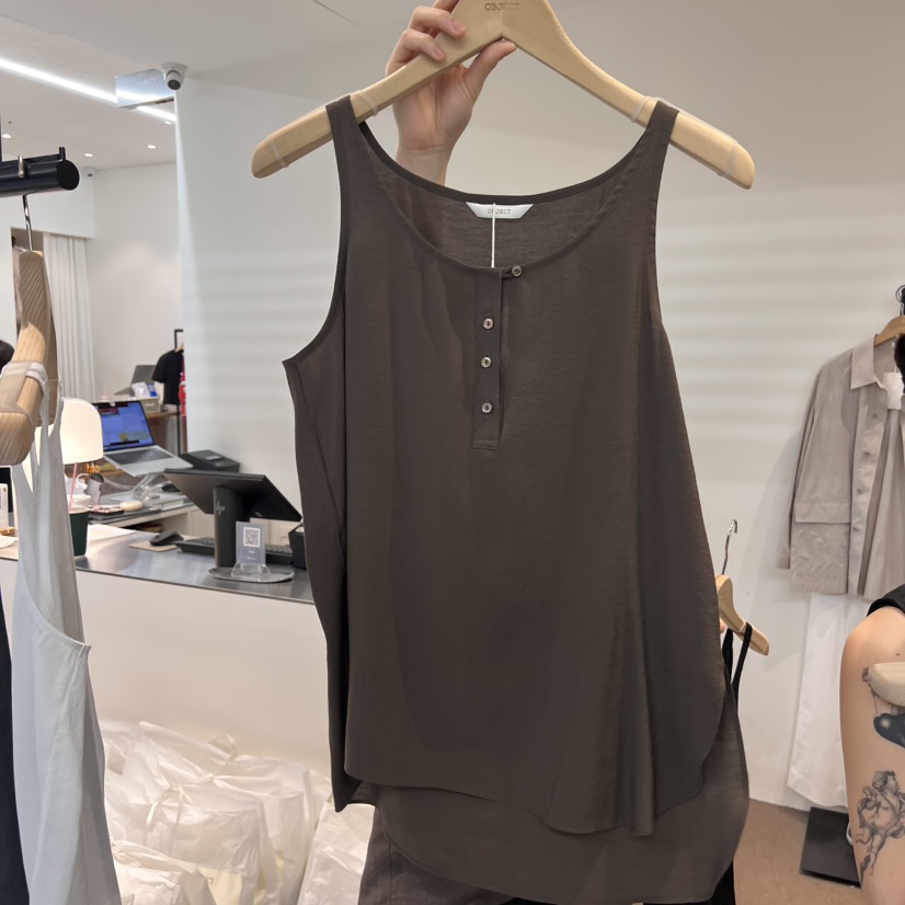 OBJECT韓國直郵㊣女裝新品25春夏休閑推薦人氣吊帶背心紐扣OBJECT吊帶/背心圖色2