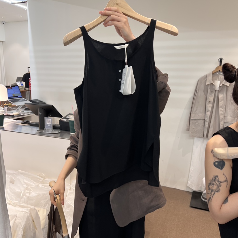 OBJECT韓國直郵㊣女裝新品25春夏休閑推薦人氣吊帶背心紐扣OBJECT吊帶/背心圖色3
