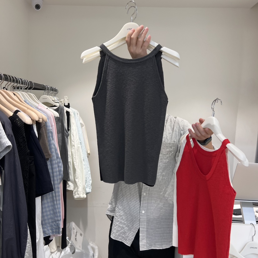 JINSIM直郵韓國代購㊣女裝新品時尚休閑人氣熱賣吊帶背心羅紋JINSIM吊帶/背心圖色3