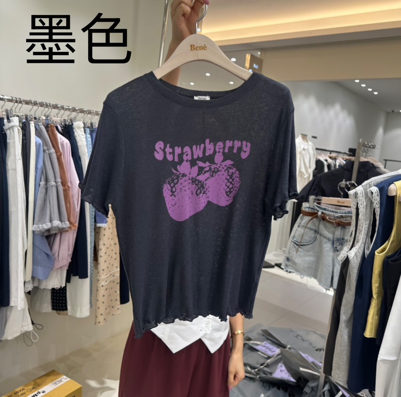 BENE韓國直郵㊣東大門實拍女裝新款人氣時尚推薦熱賣25春夏T恤BENET恤圖色2