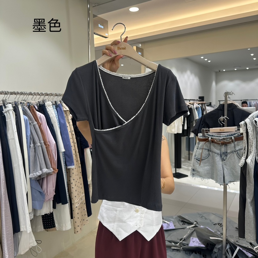 BENE韓國直郵㊣女裝新款25春夏時尚推薦休閑人氣熱賣T恤BENET恤圖色4