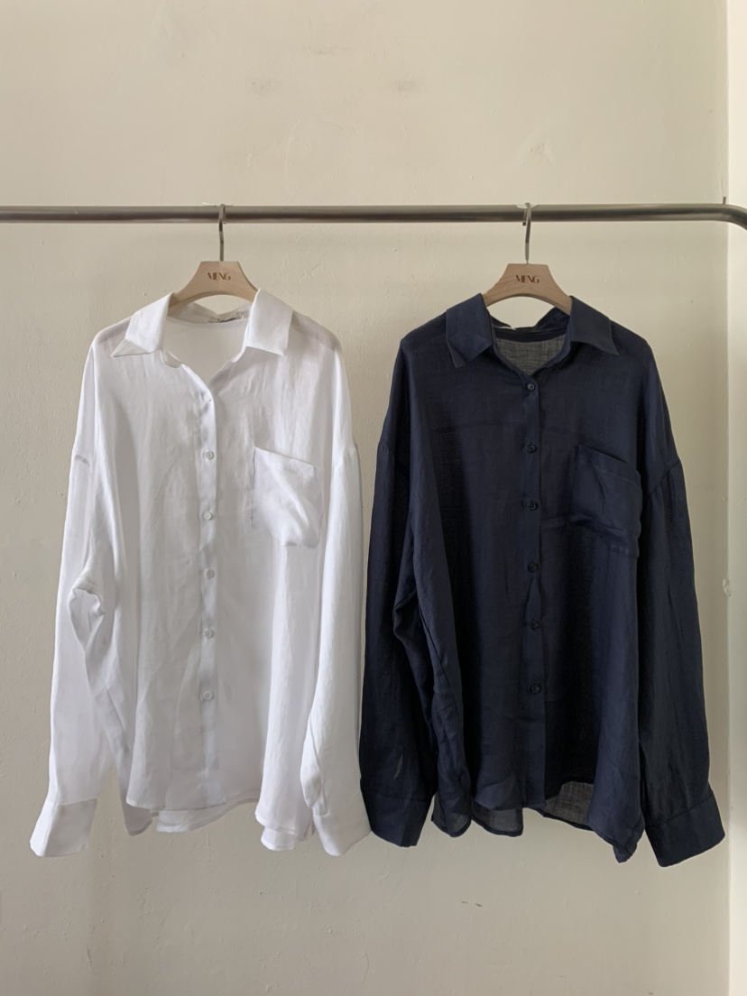 MENG直郵韓國代購㊣女裝新品25春夏休閑推薦襯衫蕾絲衫亞麻MENG襯衫/蕾絲衫