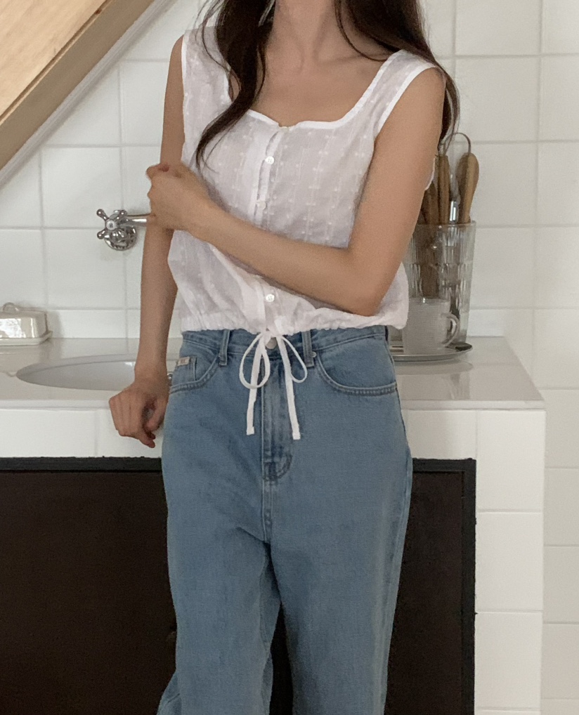 NOTICE韓國直郵㊣女裝新款休閑25春夏人氣吊帶背心刺繡棉質NOTICE吊帶/背心