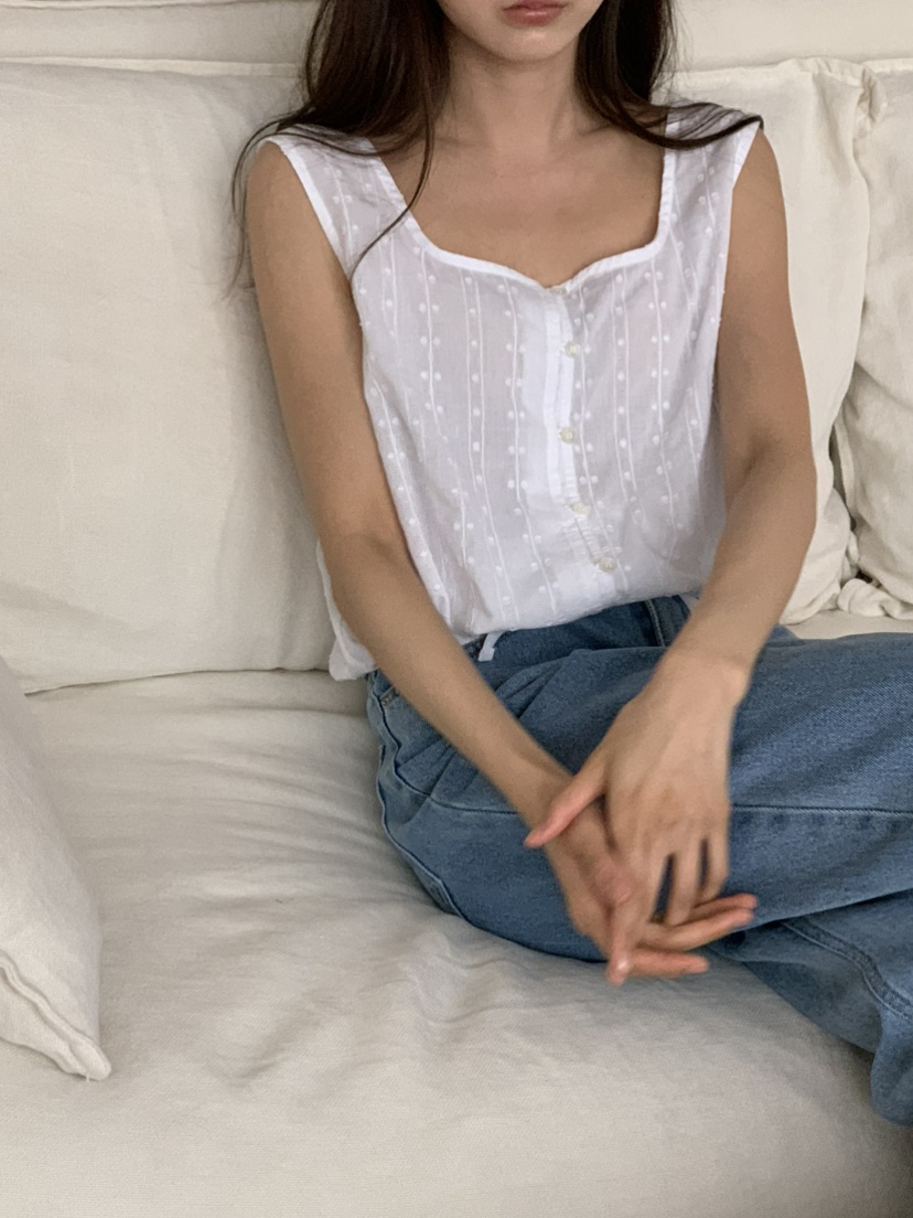 NOTICE韓國直郵㊣女裝新款休閑25春夏人氣吊帶背心刺繡棉質NOTICE吊帶/背心