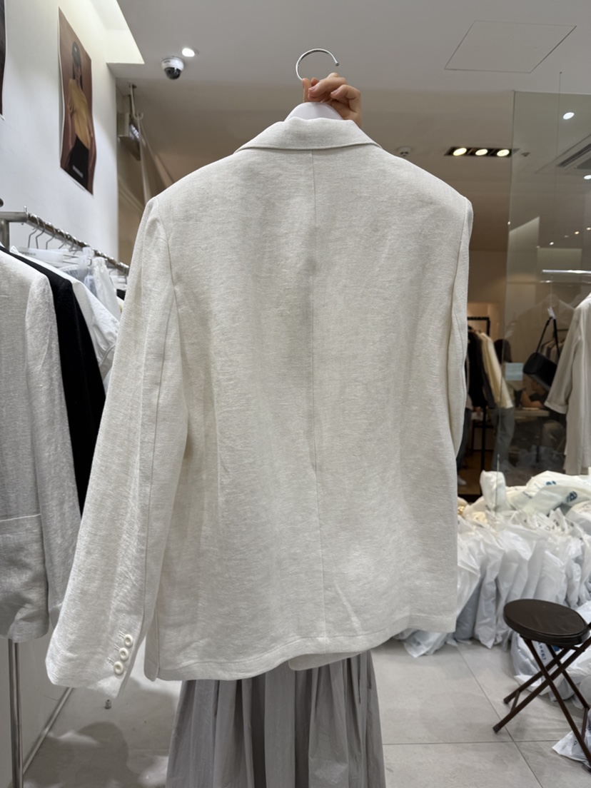 WOOD SAGE韓國直郵㊣東大門實拍女裝新品人氣夾克人字紋亞麻WOOD SAGE夾克