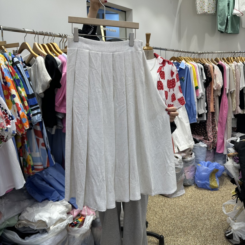 HAPPYBERRY韓國直郵㊣東大門實拍女裝新品熱賣半身裙中短裙亞麻HAPPYBERRY半身裙/中短裙圖色1