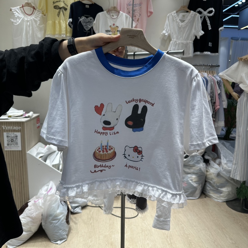 UNDERSTAR_VINTAGE韓國直郵㊣女裝新款人氣推薦時尚休閑T恤UNDERSTAR_VINTAGET恤圖色1