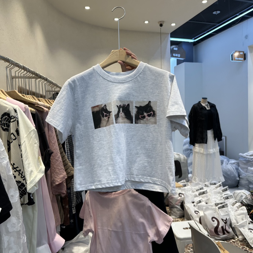 THE LINE-Q直郵韓國代購㊣女裝新品時尚熱賣25春夏人氣T恤THE LINE-qT恤圖色2