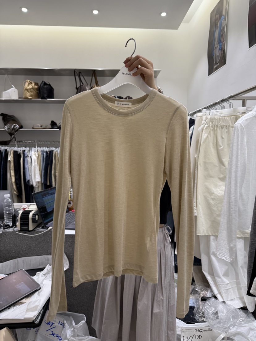 WOOD SAGE韓國㊣直郵東大門代購女裝新品人氣時尚25春夏長袖T恤WOOD SAGE長袖T恤圖色3