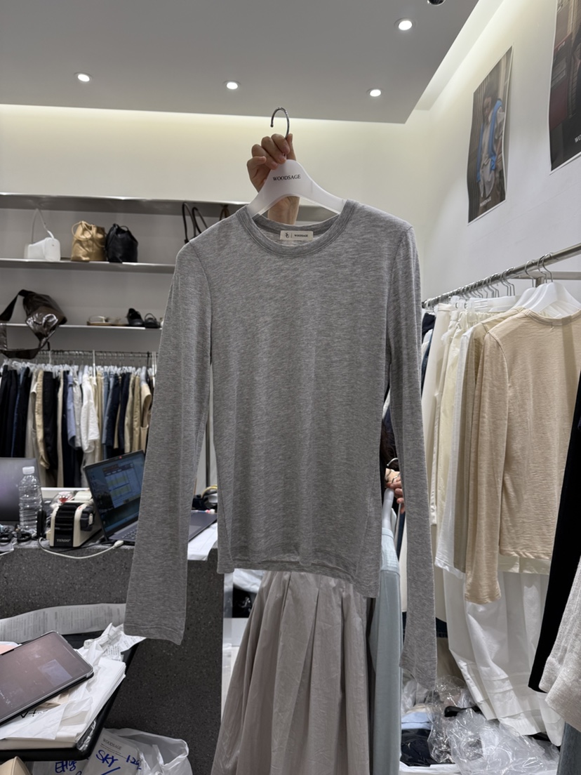 WOOD SAGE韓國㊣直郵東大門代購女裝新品人氣時尚25春夏長袖T恤WOOD SAGE長袖T恤圖色4