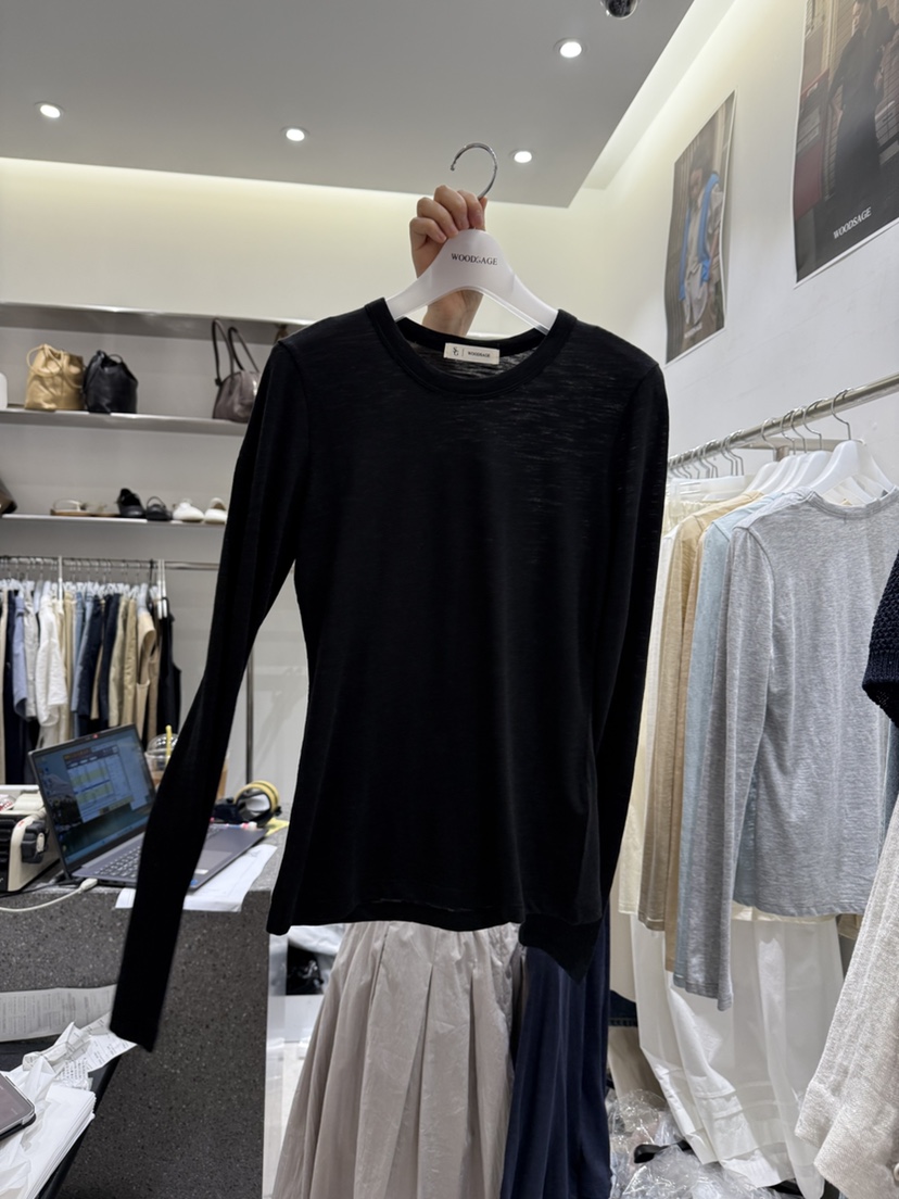 WOOD SAGE韓國㊣直郵東大門代購女裝新品人氣時尚25春夏長袖T恤WOOD SAGE長袖T恤圖色7