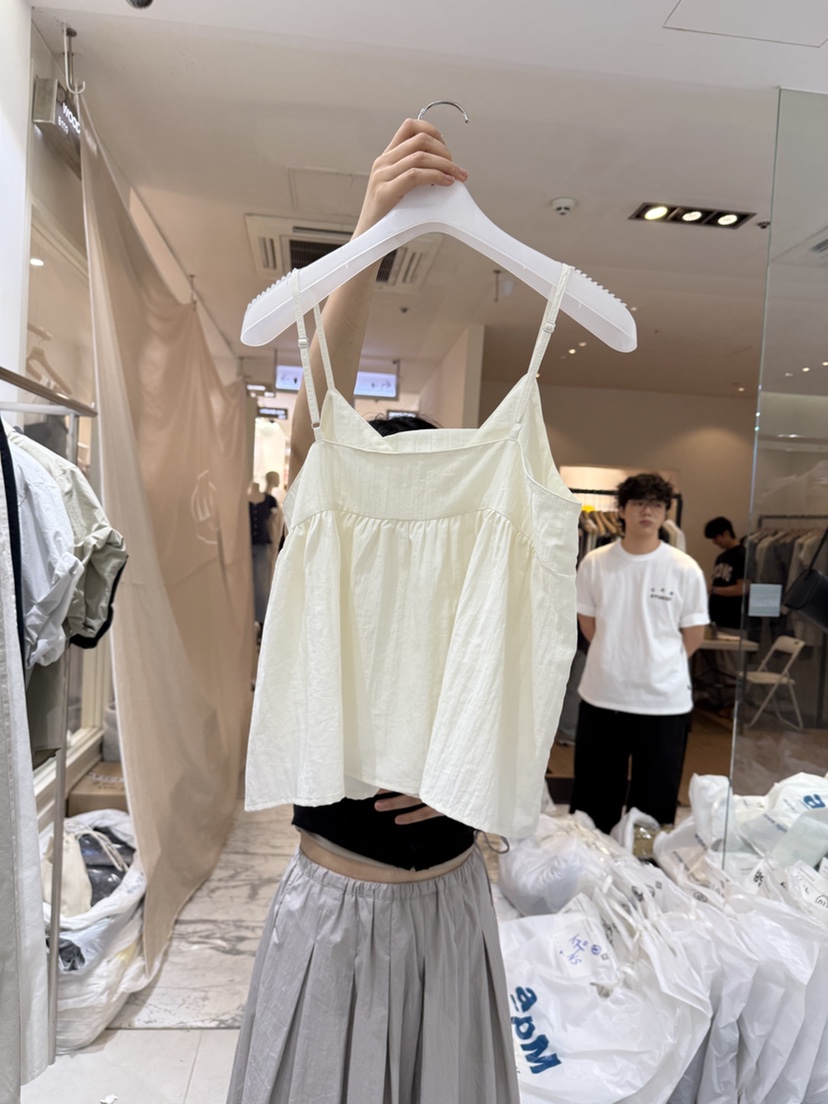 WOOD SAGE直郵韓國代購㊣女裝新款熱賣休閑推薦25春夏吊帶背心WOOD SAGE吊帶/背心