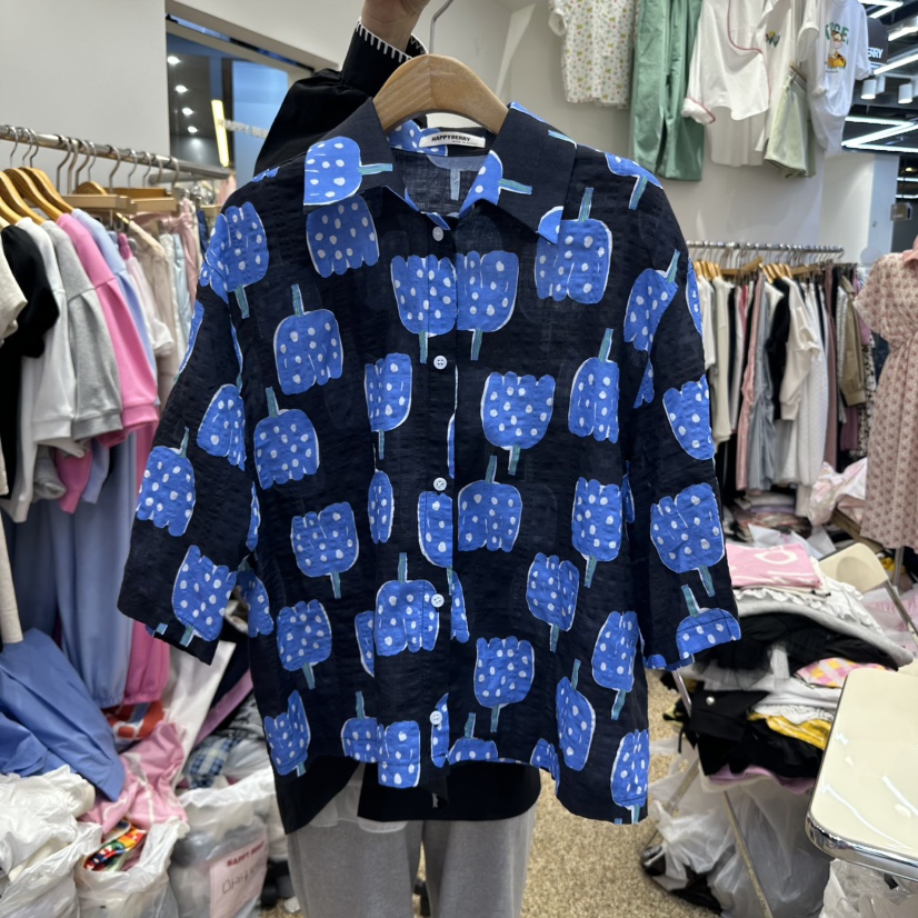 HAPPYBERRY直郵韓國代購㊣女裝新品熱賣25春夏時尚襯衫蕾絲衫HAPPYBERRY襯衫/蕾絲衫