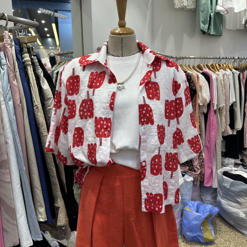 HAPPYBERRY直郵韓國代購㊣女裝新品熱賣25春夏時尚襯衫蕾絲衫HAPPYBERRY襯衫/蕾絲衫圖色2