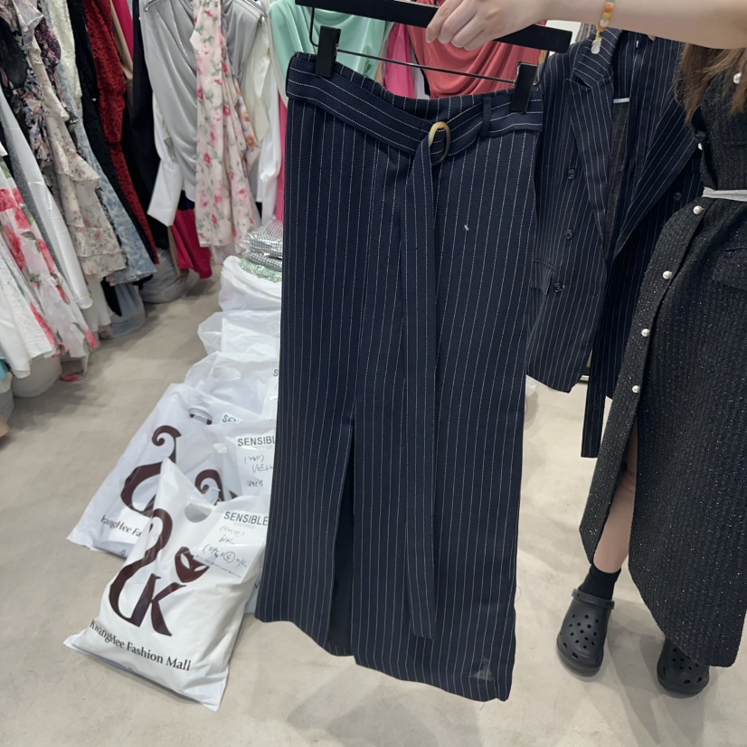 SENSIBLE-S韓國直郵㊣東大門實拍女裝新品休閑長裙含腰帶亞麻SENSIBLE長裙圖色2