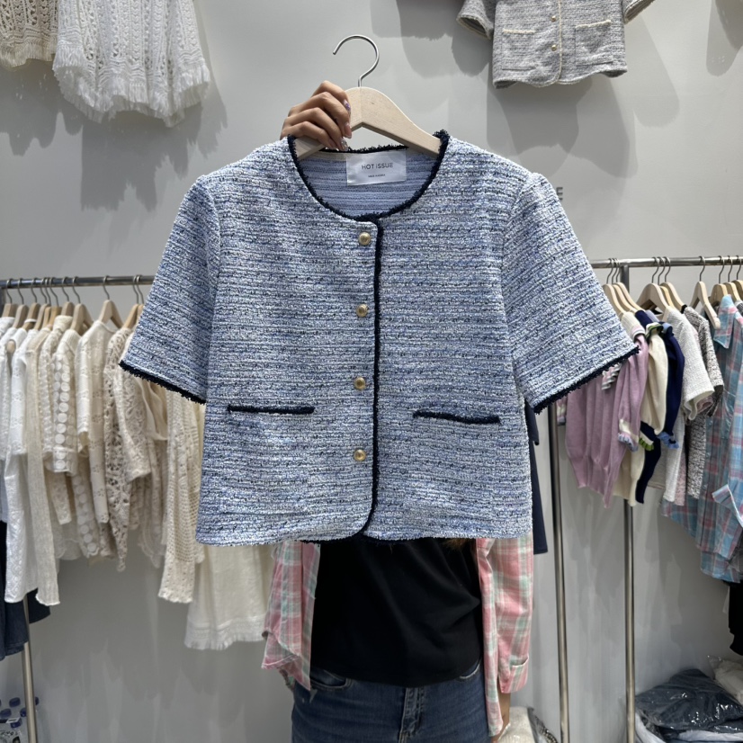 HOT PLACE直郵韓國代購㊣女裝新品25春夏休閑時尚夾克粗花呢HOT PLACE/DREAM GIRIS夾克圖色1