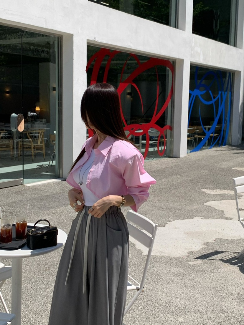 REVE CITE-L韓國代購女裝新款時尚真品25春夏襯衫蕾絲衫短款REVE CITE襯衫/蕾絲衫