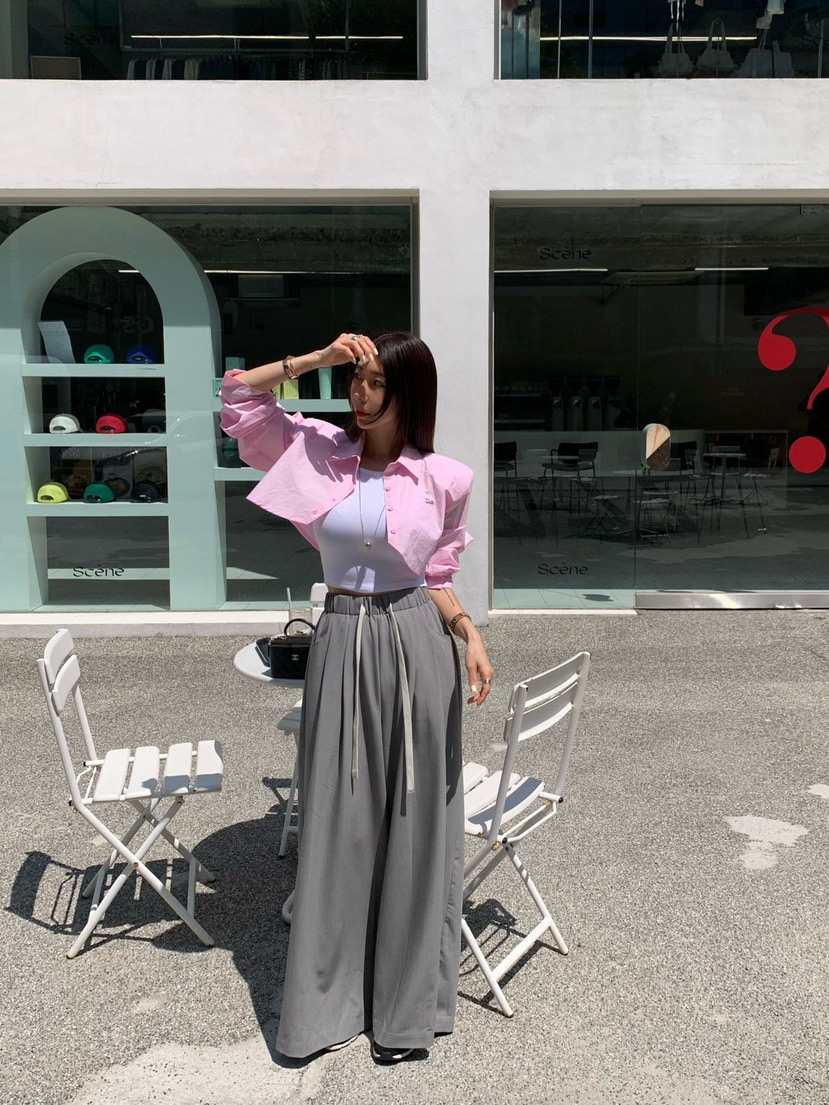 REVE CITE-L韓國代購女裝新款時尚真品25春夏襯衫蕾絲衫短款REVE CITE襯衫/蕾絲衫