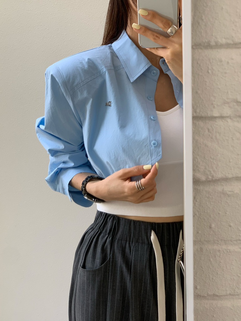 REVE CITE-L韓國代購女裝新款時尚真品25春夏襯衫蕾絲衫短款REVE CITE襯衫/蕾絲衫