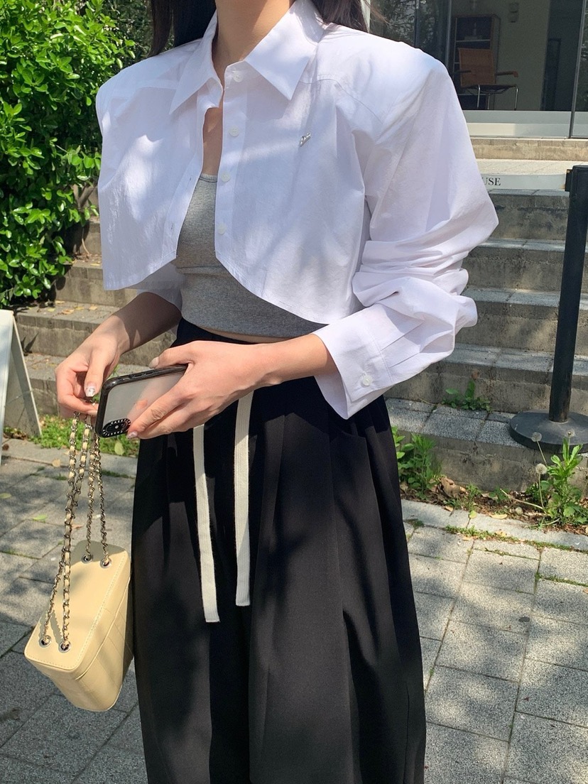 REVE CITE-L韓國代購女裝新款時尚真品25春夏襯衫蕾絲衫短款REVE CITE襯衫/蕾絲衫