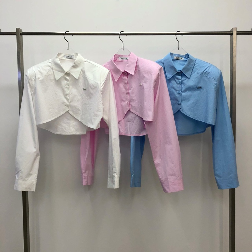 REVE CITE-L韓國代購女裝新款時尚真品25春夏襯衫蕾絲衫短款REVE CITE襯衫/蕾絲衫