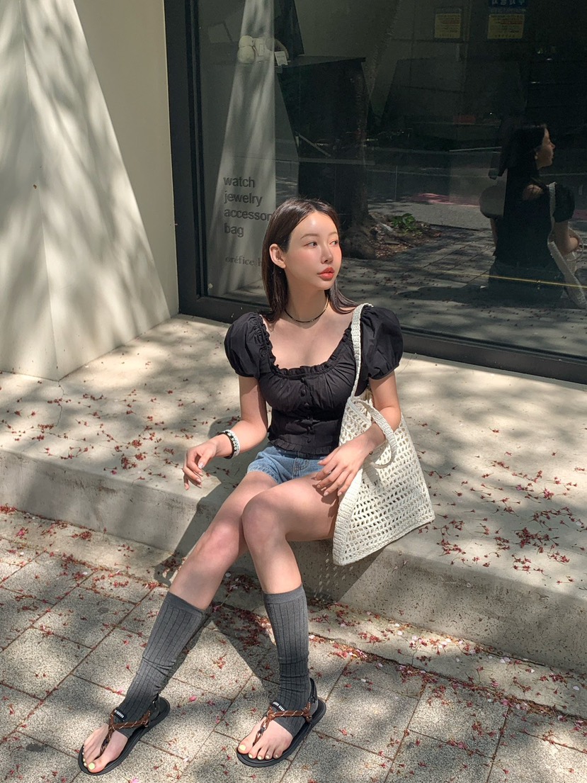 REVE CITE-L韓國直郵女士新款25春夏真品襯衫蕾絲衫荷葉邊REVE CITE襯衫/蕾絲衫圖色3