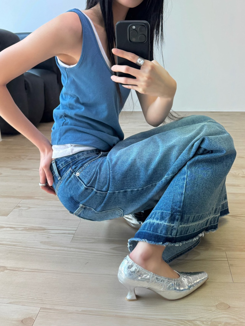 INSSENSE-A東大門實拍女士新品熱賣25春夏吊帶背心亞麻寬松INSSENSE-A吊帶/背心