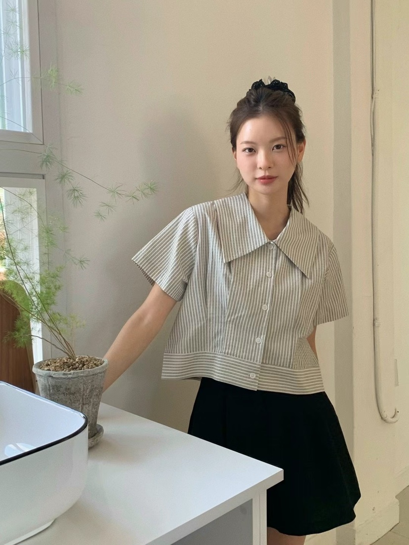 ANOU韓國直郵女裝新款25春夏人氣休閑職業推薦真品襯衫蕾絲衫ANOU襯衫/蕾絲衫
