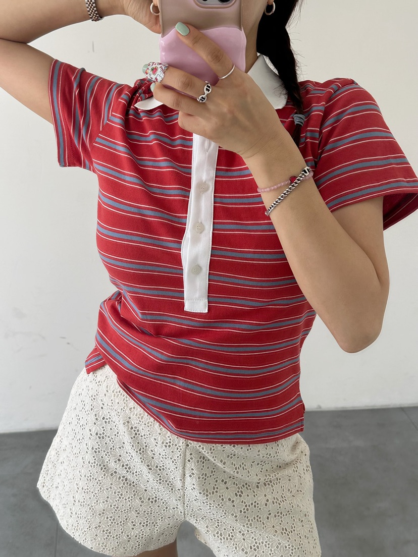BYRING東大門實拍女裝新款熱賣真品休閑推薦職業25春夏T恤復古BYRINGT恤圖色1