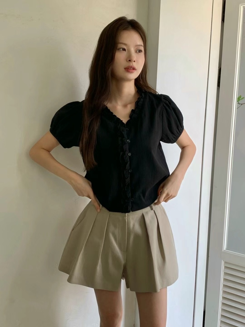 ANOU韓國直郵女裝新款25春夏真品人氣職業休閑時尚襯衫蕾絲衫ANOU襯衫/蕾絲衫