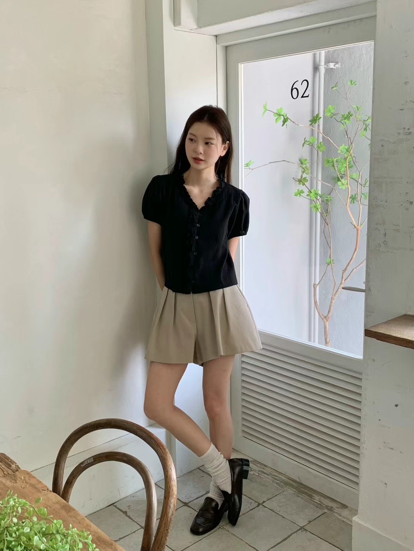 ANOU韓國直郵女裝新款25春夏真品人氣職業休閑時尚襯衫蕾絲衫ANOU襯衫/蕾絲衫