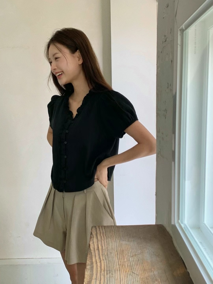 ANOU韓國直郵女裝新款25春夏真品人氣職業休閑時尚襯衫蕾絲衫ANOU襯衫/蕾絲衫