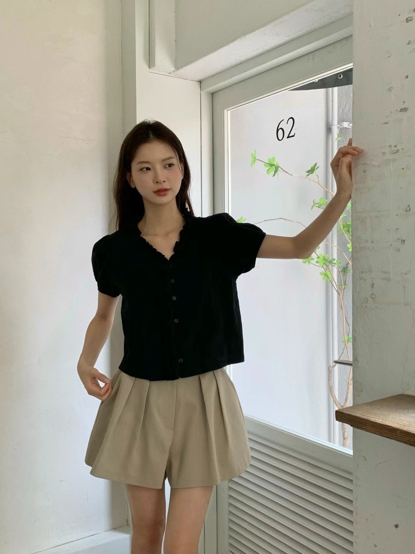 ANOU韓國直郵女裝新款25春夏真品人氣職業休閑時尚襯衫蕾絲衫ANOU襯衫/蕾絲衫