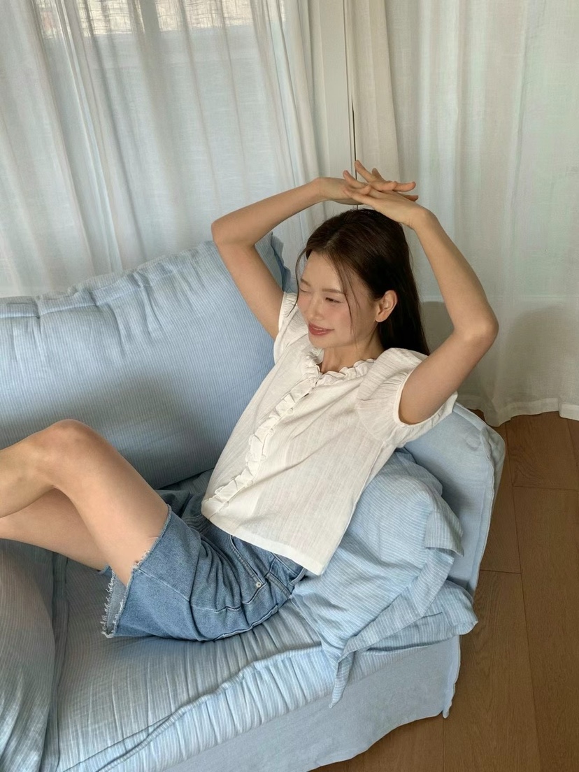 ANOU韓國直郵女裝新款25春夏真品人氣職業休閑時尚襯衫蕾絲衫ANOU襯衫/蕾絲衫
