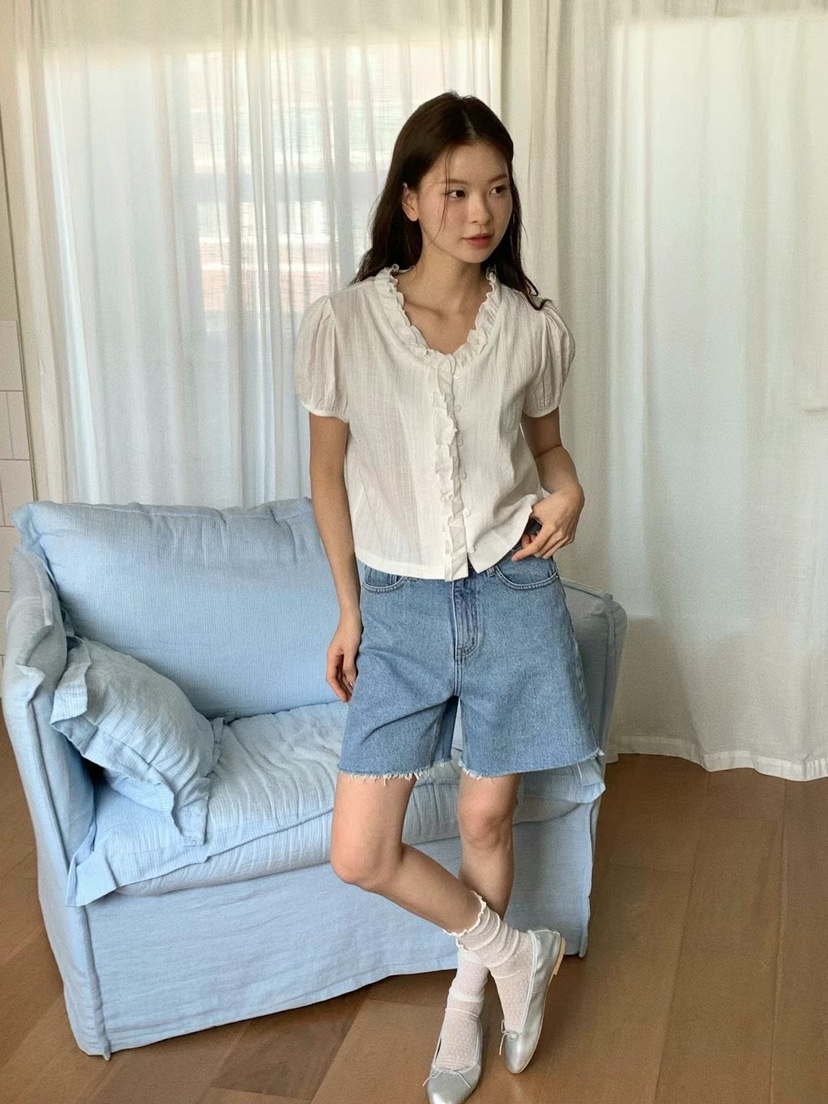 ANOU韓國直郵女裝新款25春夏真品人氣職業休閑時尚襯衫蕾絲衫ANOU襯衫/蕾絲衫