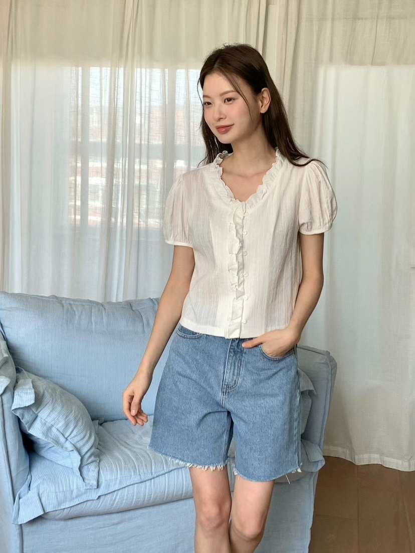 ANOU韓國直郵女裝新款25春夏真品人氣職業休閑時尚襯衫蕾絲衫ANOU襯衫/蕾絲衫
