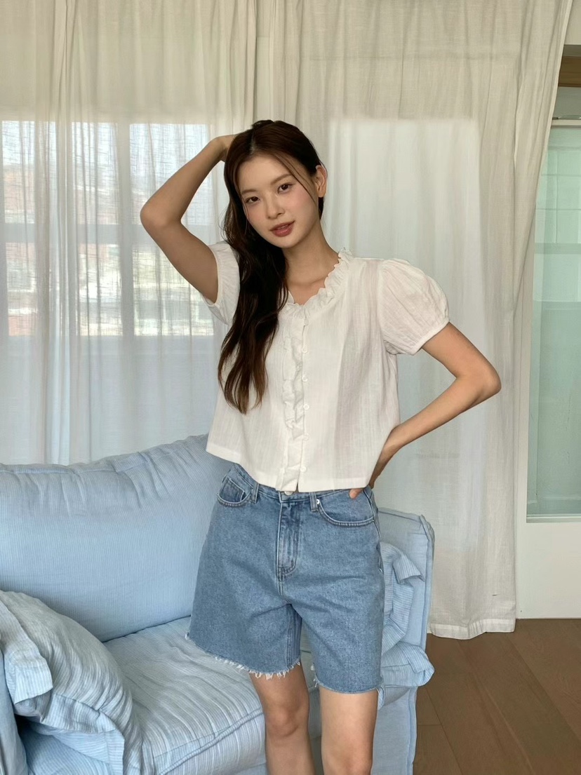 ANOU韓國直郵女裝新款25春夏真品人氣職業休閑時尚襯衫蕾絲衫ANOU襯衫/蕾絲衫