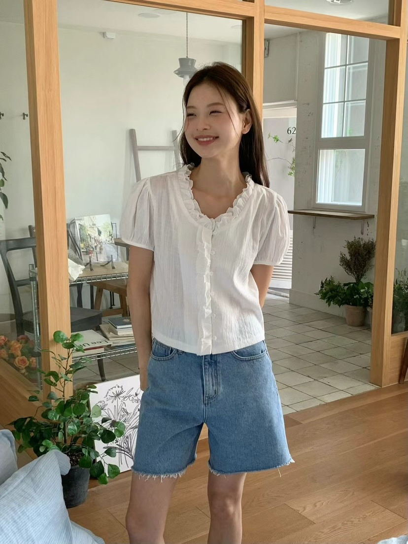ANOU韓國直郵女裝新款25春夏真品人氣職業休閑時尚襯衫蕾絲衫ANOU襯衫/蕾絲衫