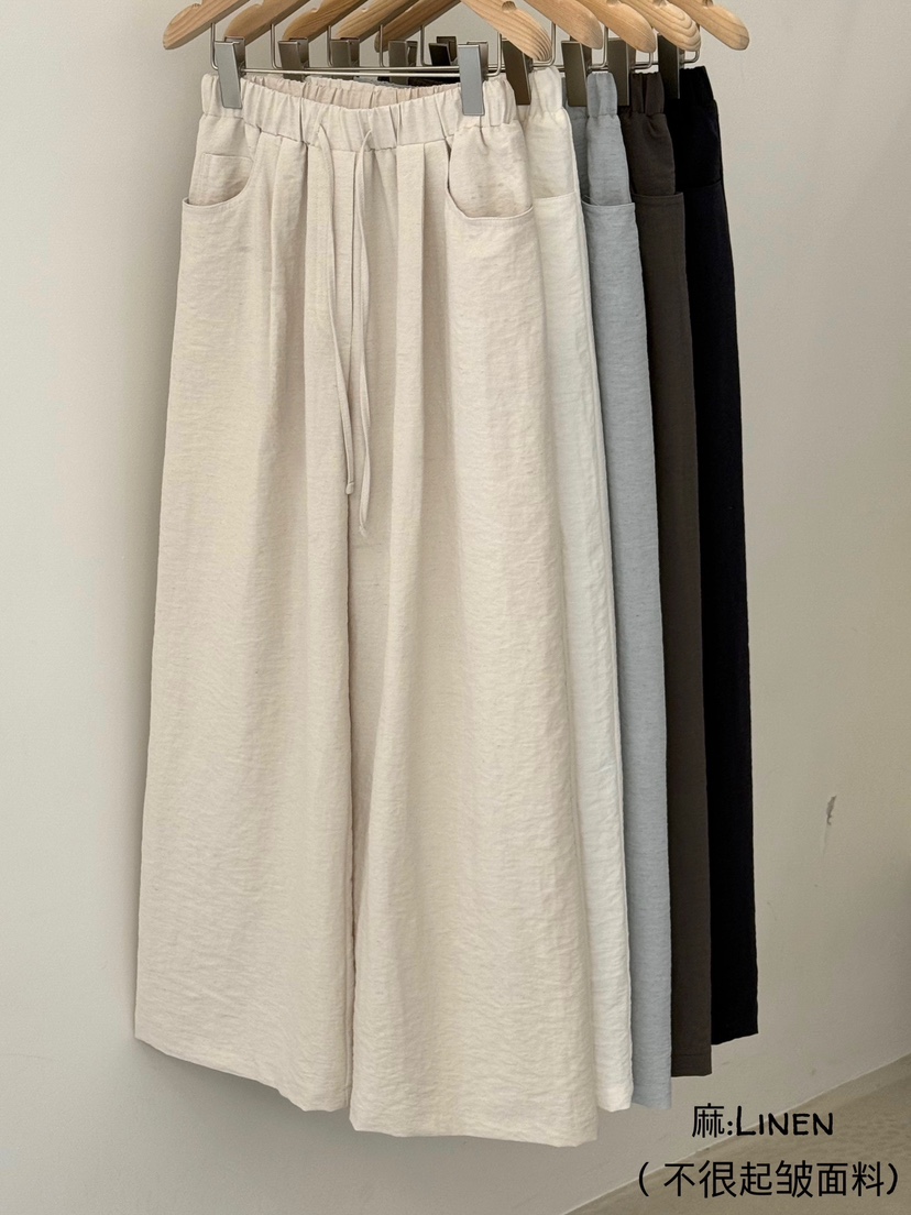 MONE-A東大門代購女裝新品熱賣真品25春夏推薦時尚休閑褲亞麻MONE-A休閑褲