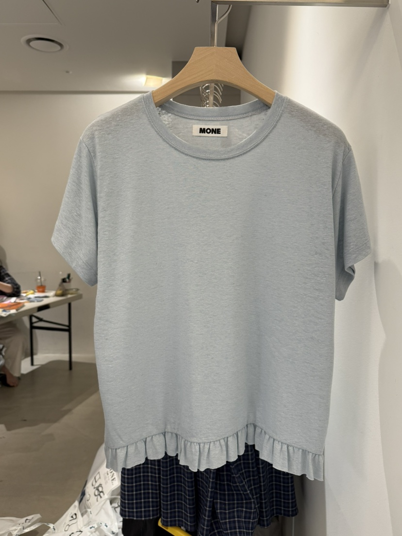 MONE-A韓國直郵女裝新品時尚推薦人氣休閑熱賣25春夏T恤亞麻布MONE-AT恤圖色2