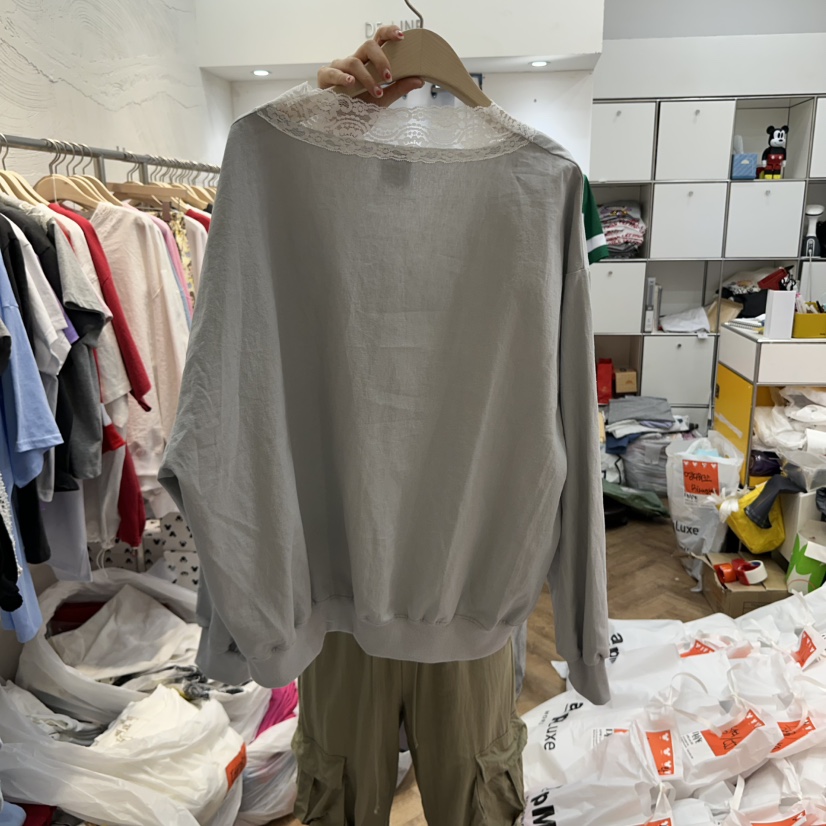 DE LINE韓國直郵女裝新品時尚推薦職業25春夏人氣衛衣亞麻DE LINE衛衣