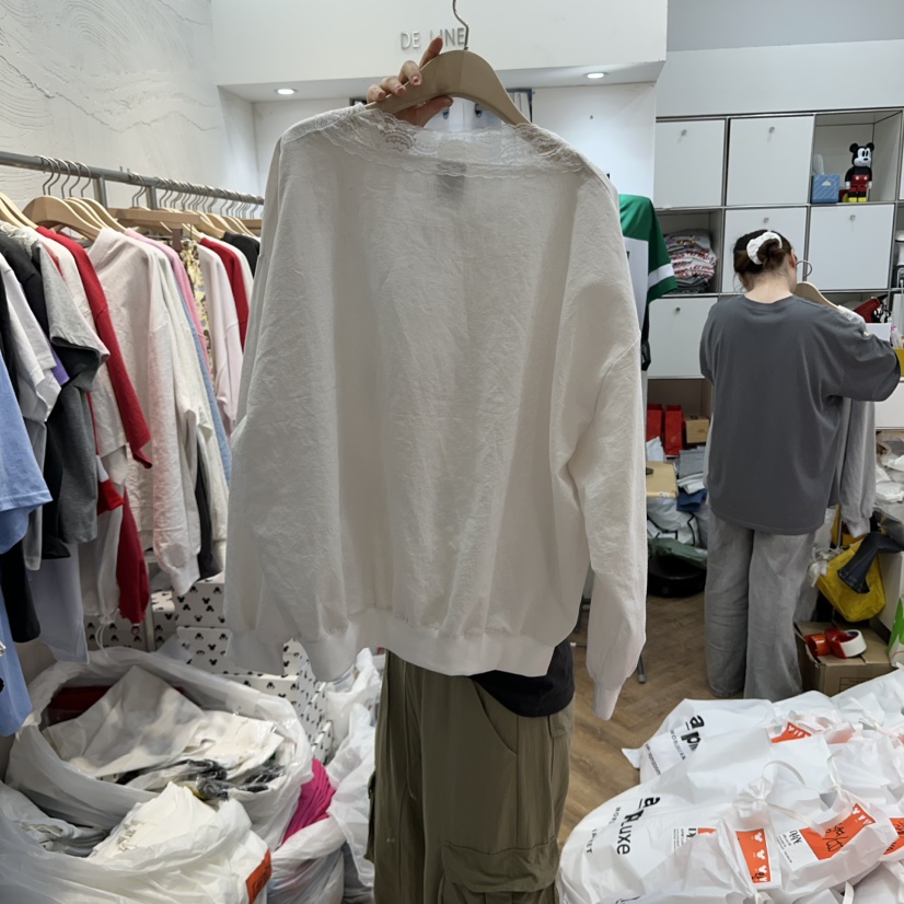 DE LINE韓國直郵女裝新品時尚推薦職業25春夏人氣衛衣亞麻DE LINE衛衣
