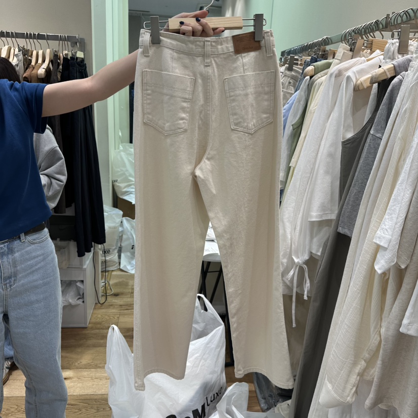 BLEECKER韓國代購女士新品熱賣時尚職業推薦25春夏休閑褲奶油色BLEECKER休閑褲