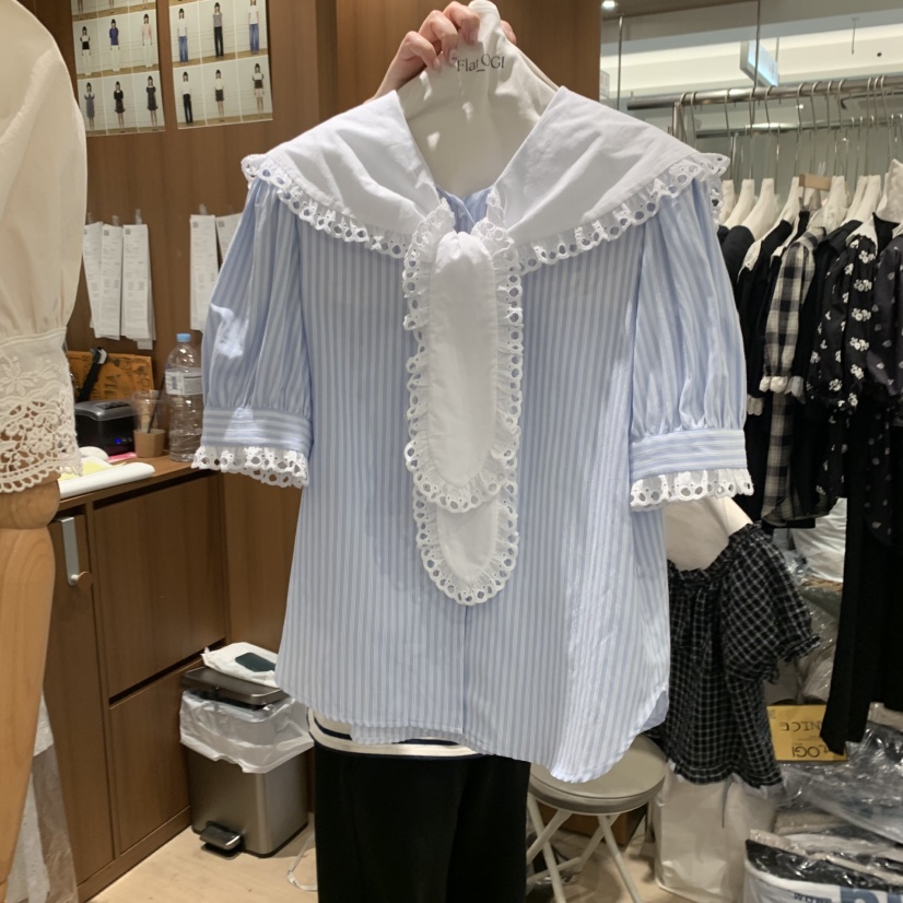 OGI韓國直郵女士新品休閑時尚25春夏真品職業人氣襯衫蕾絲衫FLat OGI襯衫/蕾絲衫