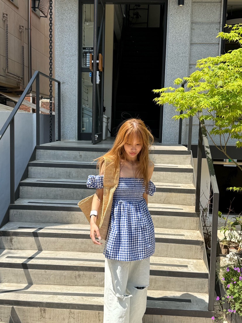 ZEROZERO韓國直郵㊣女裝新品時尚人氣熱賣25春夏襯衫蕾絲衫格紋ZEROZERO襯衫/蕾絲衫圖色2
