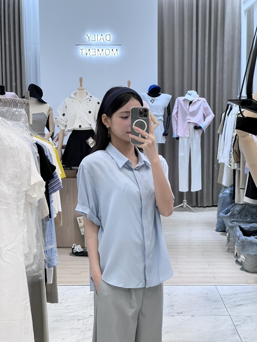 POUCH直郵韓國代購㊣女裝新品時尚推薦25春夏人氣襯衫蕾絲衫POUCH襯衫/蕾絲衫