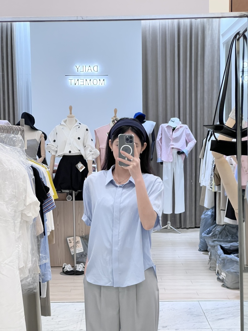 POUCH直郵韓國代購㊣女裝新品時尚推薦25春夏人氣襯衫蕾絲衫POUCH襯衫/蕾絲衫圖色2